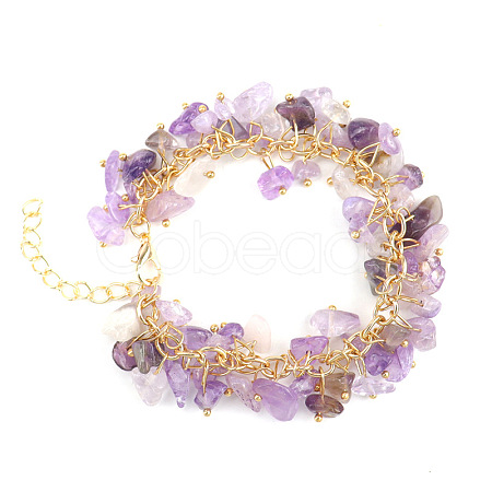 Natural Amethyst Bead Bracelets PW-WG73957-09-1