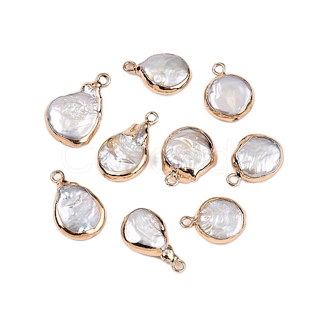 Electroplated Natural Keshi Pearl Teardrop Pendants LS-PEAR-S018-02K-01-1