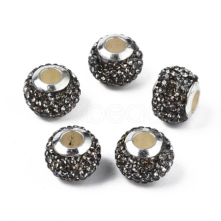 Handmade Polymer Clay Rhinestone European Beads RB-N053-001-05-1