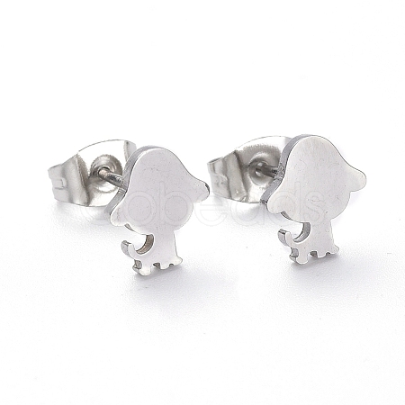 Tarnish Resistant 304 Stainless Steel Puppy Stud Earrings EJEW-H368-28P-1