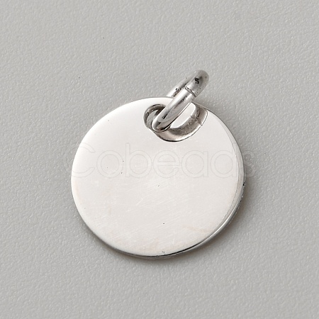 Flat Round 925 Sterling Silver Charms STER-WH0005-43A-P-1