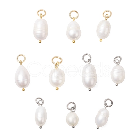2Pcs 2 Colors Natural Cultured Freshwater Pearl Rice Pendants PALLOY-JF04200-1