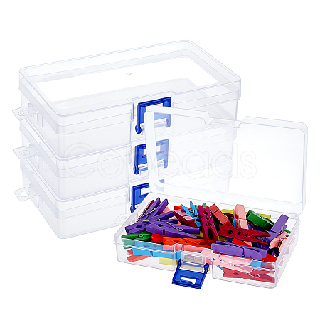 1 Grid Transparent PP Plastic Bead Containers with Hinged Lids CON-WH0112-021A-1