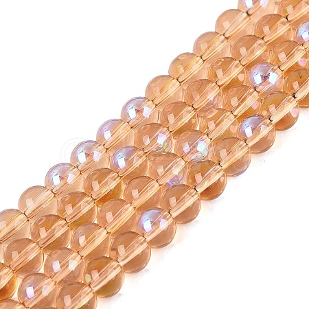 Transparent Electroplate Glass Beads Strands EGLA-Q132-6MM-01A-03-1