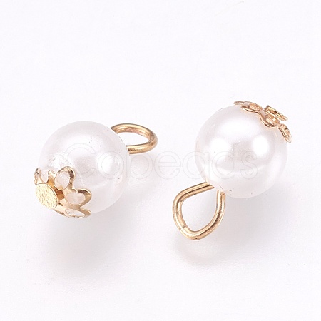 Imitation Pearl Charms IFIN-K038-03LG-1