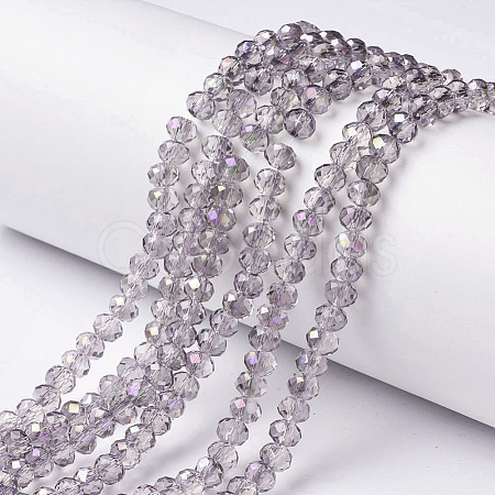 Electroplate Transparent Glass Beads Strands EGLA-A034-T6mm-F12-1