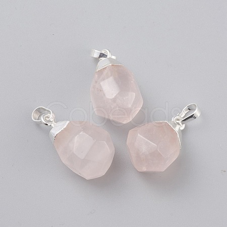 Natural Rose Quartz Pendants X-G-G845-07S-11-1