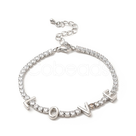 Cubic Zirconia Chain Bracelet BJEW-A132-25P-1