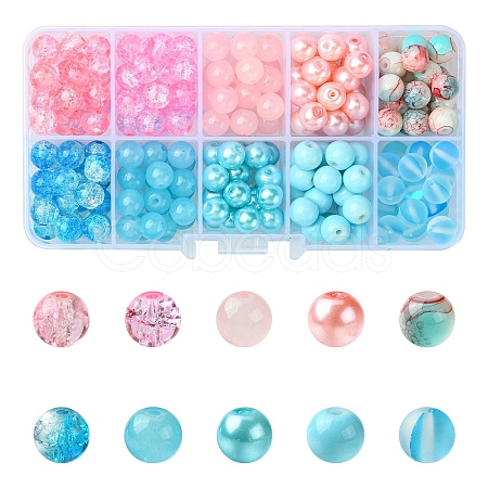 220Pcs 10 Styles Glass Round Beads GLAA-YW0004-07-1