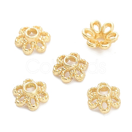 Rack Plating Alloy Flower Bead Caps X-KK-J277-13G-1