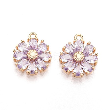 Real 18K Gold Plated Brass Micro Pave Cubic Zirconia Pendants X-KK-S360-043B-NF-1
