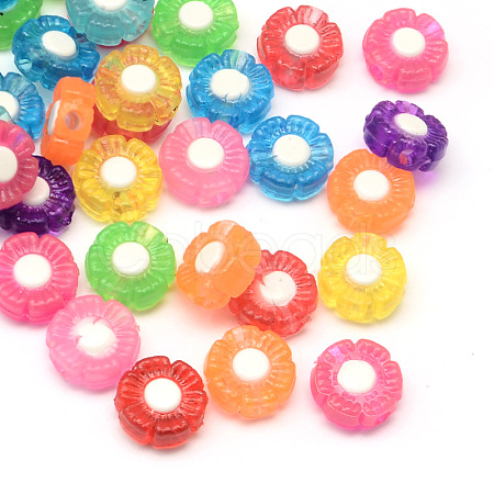 Transparent Flower Acrylic Beads X-TACR-Q007-04-1