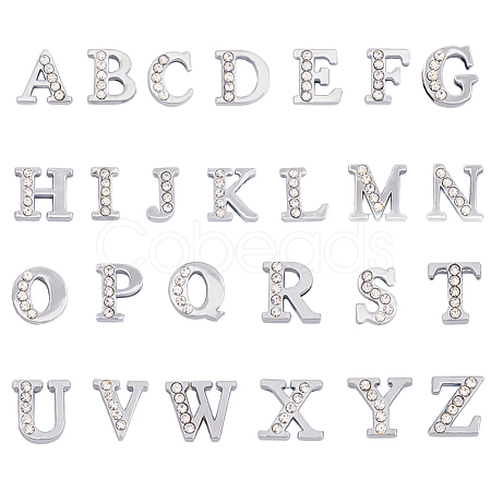 52Pcs 26 Style Alloy Rhinestone Slide Charms FIND-SC0005-51-1