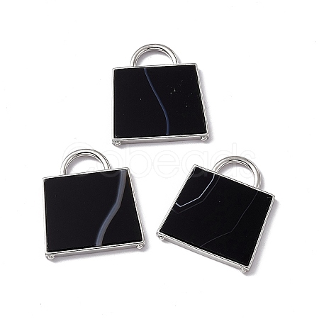 Natural Dyed & Heated Black Agate Pendants G-G977-04P-01-1