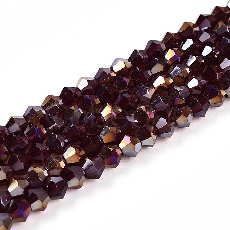 Transparent Electroplate Glass Beads Strands EGLA-A039-T4mm-B30-1