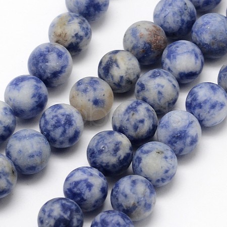 Natural Blue Spot Jasper Round Bead Strands G-D679-8mm-1
