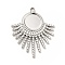 Non-Tarnish 304 Stainless Steel Pendant Cabochon Settings, Fan, Stainless Steel Color, Tray: 8mm, 25.5x21x2mm, Hole: 1.5mm