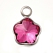 304 Stainless Steel Pendants, with Rhinestone, Stainless Steel Color, Star, Rose, 10x7.5x4mm, Hole: 1.8mm