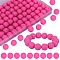 80Pcs Round Silicone Focal Beads, Chewing Beads For Teethers, DIY Nursing Necklaces Making, Hot Pink, 15mm, Hole: 2mm