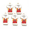 Alloy Enamel Pendants, Cadmium Free & Lead Free, Dog, Light Gold, Red, 33x17.5x1.5mm, Hole: 1.6mm