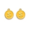 Golden Plated Alloy Enamel Charms, Enamelled Sequins, Flat Round with Alphabet, Letter.S, Yellow, 14x12x2mm, Hole: 1.5mm