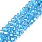 Electroplate Glass Beads Strands, AB Color Plated, Faceted, Rondelle, Deep Sky Blue, 6x5mm, Hole: 1mm, about 84~85pcs/strand, 16.34~16.54 inch(41.5~42cm)