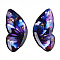 Epoxy Resin Butterfly Wings Cabochons, with Gold Foil & Glitter Powder, Indigo, 32.5x15x2mm