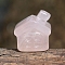 Natural Rose Quartz Carved House Figurines Statues for Home Office Desktop Decoration, 26x24x16mm