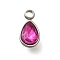 304 Stainless Steel Pendants, with Rhinestone, Stainless Steel Color, Teardrop, Rose, 10.5x5.5x0.5mm, Hole: 1.8mm