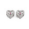 Rack Plating Alloy European Beads, with Rhinestone, Large Hole Beads, Cadmium Free & Nickel Free & Lead Free, Heart, Platinum, Rose, 11x12x10mm, Hole: 5.5mm