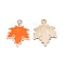 Zinc Alloy Enamel Pendants, Light Gold, Maple Leaf, Orange, 24x19x2mm, Hole: 1.6mm