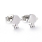 Tarnish Resistant 304 Stainless Steel Puppy Stud Earrings, Hypoallergenic Earrings, Dog Silhouette, Stainless Steel Color, 8.5x7.5mm, Pin: 0.7mm, 12pairs/board