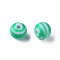 Opaque Striped Acrylic Beads, Round, Green, 11.5x10.5mm, Hole: 2.5mm, about 549pcs/500g