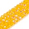 Electroplate Glass Beads Strands, Half Rainbow Plated, Faceted, Rondelle, Gold, 6x5mm, Hole: 1mm, about 84~85pcs/strand, 41.5~42cm