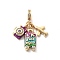 Rack Plating Brass Clear Cubic Zirconia European Dangle Charms, Purple Enamel Camera & Plane & Luggage Large Hole Pendants, Cadmium Free & Lead Free, Long-Lasting Plated, Real 18K Gold Plated, 33mm, Hole: 4.5mm