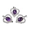 Natural Amethyst Pendants, Eco-Friendly Brass Finding, Platinum, Cadmium Free & Lead Free, Heart, 38.5x34.5x7.5mm, Hole: 7x5mm