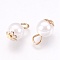 Imitation Pearl Charms, with Iron Findings, Round, Light Gold, 13x8mm, Hole: 2.5x3mm