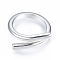 Brass Wire Wrap Open Cuff Ring for Women, Nickel Free, Real Platinum Plated, US Size 5 3/4(16.3mm)