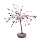 Natural Amethyst Decoration, Healing Stone Tree, for Reiki Healing Crystals Chakra Balancing, Twisted with Copper & Pebble Chassis, Tree, 100~118x84x210~225mm