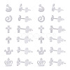 60 Sets 6 Style Crown & Cross & Swan & Vortex Transparent Resin Stud Earrings for Women EJEW-BG0001-02-1