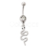 Alloy Rhinestone Snake Curved Barbell Belly Rings AJEW-R007-03P-05-4