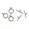 Tarnish Resistant 304 Stainless Steel Textured Toggle Clasps STAS-A048-01P-2