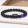 12 Constellations Protetion Lapis Lazuli & Black Obsidian  Round Beads Stretch Bracelets for Men Women WG083ED-10-1