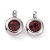 Trendy Original Color 304 Stainless Steel Grade A Rhinestone Flat Round Charm Pendants RB-M030-06F-1