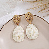 Bohemian Style Raffia & Iron Dangle Stud Earrings FS-WGF5ABF-06-1
