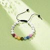 2Pcs 2 Style Natural Howlite & Golden Sheen Obsidian & Mixed Stone Round Braided Bead Bracelets Set for Women BJEW-JB08385-10