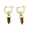 Natural Tiger Eye Hoop Earrings EJEW-P306-01G-09-4