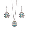 Synthetic Turquoise Pendant Necklaces & Dangle Earrings Sets WGE96E9-03-2
