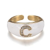 Brass Micro Pave Clear Cubic Zirconia Cuff Rings RJEW-H538-03G-C-1