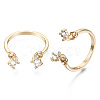 Brass Micro Clear Cubic Zirconia Cuff Finger Rings Setting KK-T056-51G-NF-3
